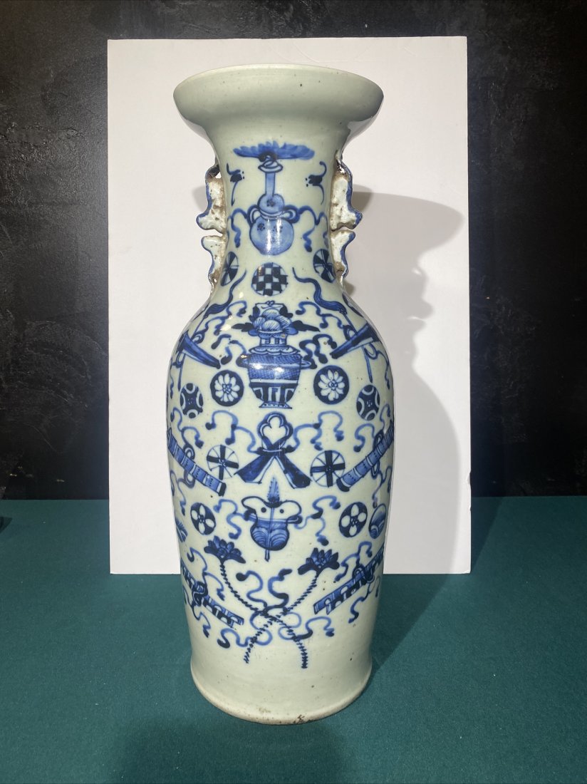 Chinese Porcelain Vase Blue and White: Chinese Vase..Size is 22 3/4” tall x 9” wide..