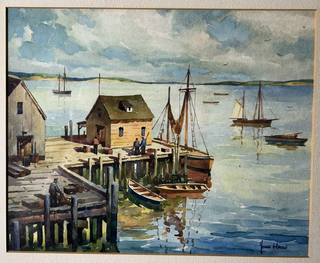 John Cuthbert Hare (1908 - 1978) Watercolor Gloucester or Provincetown: John Cuthbert Hare (1908 - 1978) Watercolor ..Gloucester or Provincetown..Image 10" x 12"..Excellent Condition..