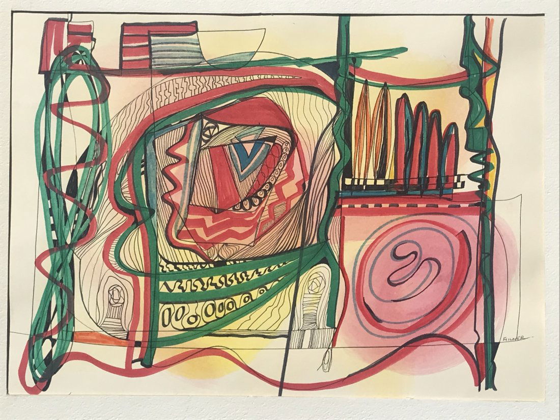 Frank Milner Mid Century Modern abstract Mixed media painting (1 of 5)