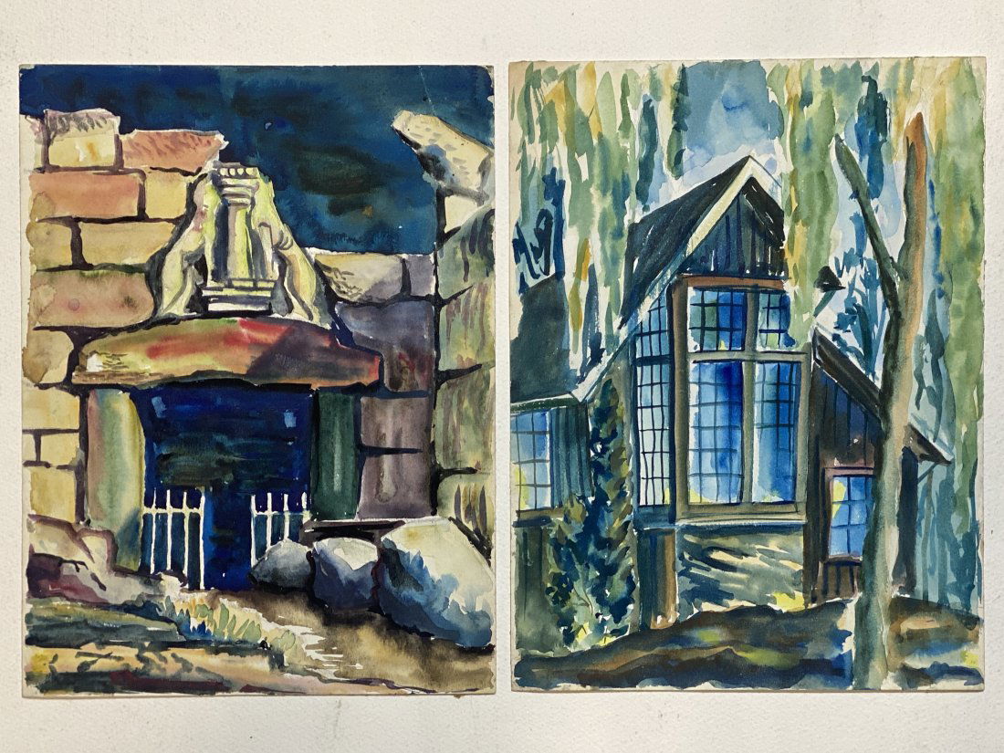 2 vintage Watercolors California Berkeley Architectural Department  WMR 1946 (1 of 6)