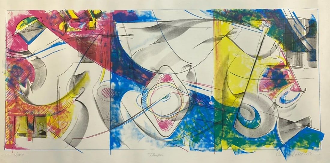 Paul Allen Reed Rare Abstract Lithograph Pencil  Signed Limited Edition 1980 (1 of 5)