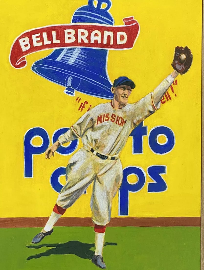 Curtis Wright Painting Of Baseball Player Eddie Mulligan Great Bell Brand Chips (1 of 4)
