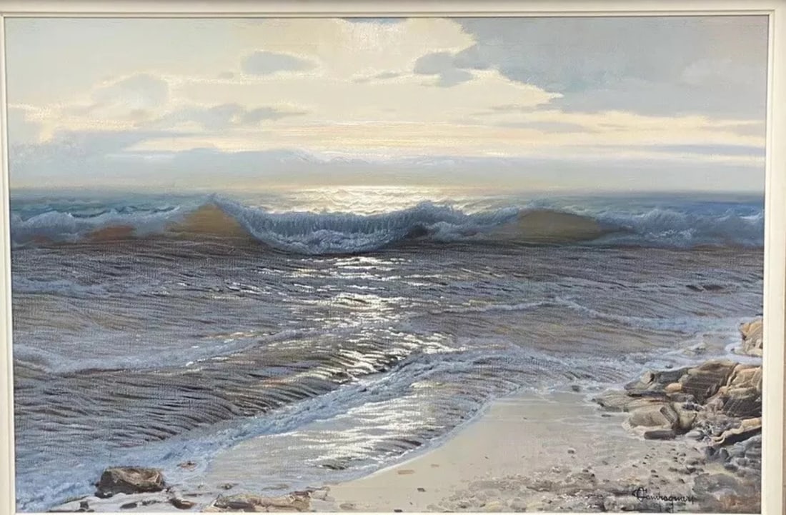 Ottorino Campagnari Oil Painting Beautiful Coastal Seascape Signed Italian (1 of 5)