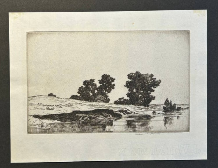 Arthur W Hall etching (1 of 2)