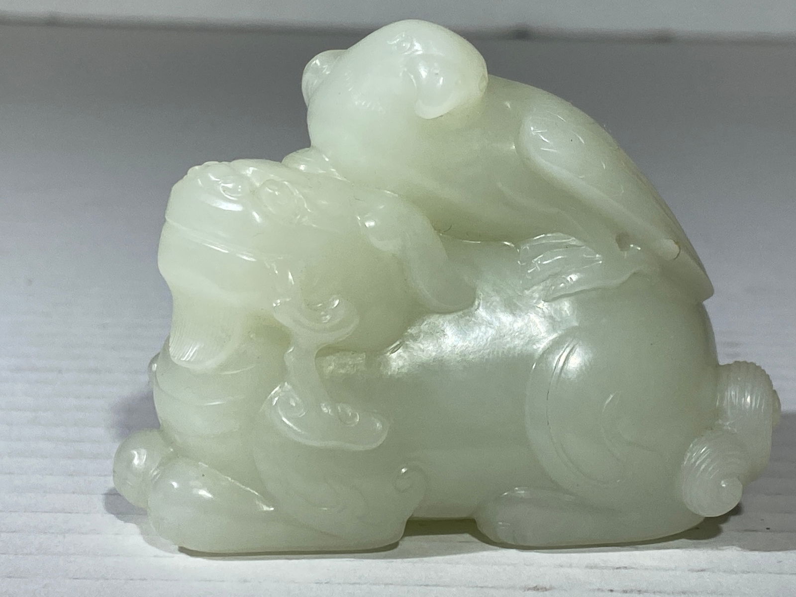 Chinese White Jade carving Very derailed Bird on a Beast (1 of 10)