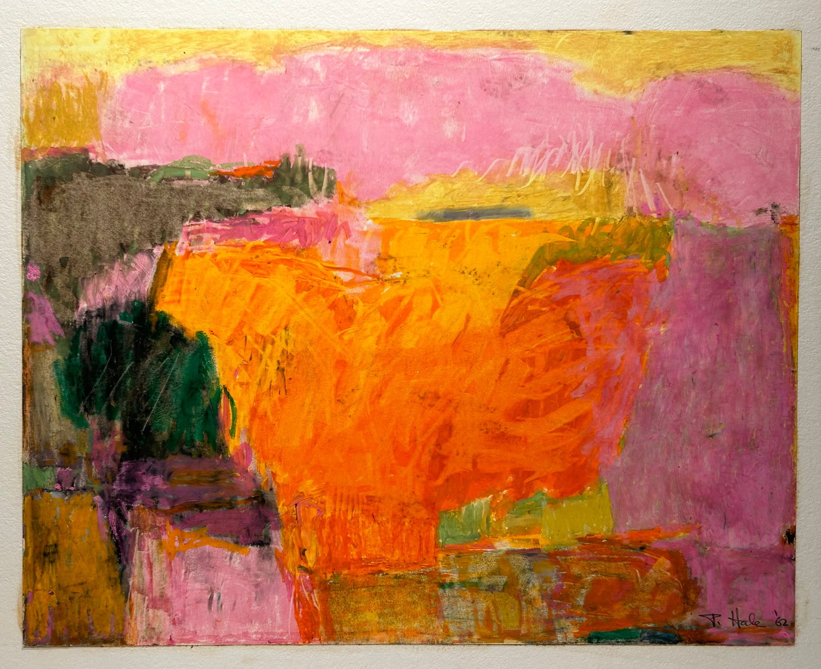 P Hale abstract painting signed dated 1962: P Hale abstract painting signed dated 1962..11” x 14”