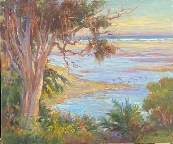 Lynn Gertenbach Oil Painting Titled Malibu Lagoon at Twilight Listed California Artist