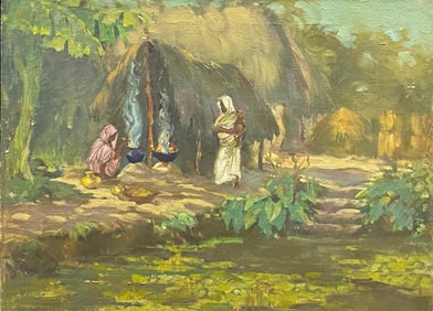 Lynn Gertenbach Oil Painting Titled Village in Midnaput Bengal