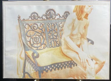 Philip Pearlstein Girl on Iron Bench 1974 Limited Edition Lithograph Print
