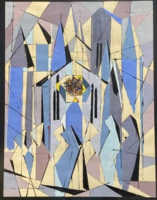 Lucile Reid Gouache Abstract Painting Toas NM  Artist Studied Emil Bisttram