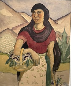 Nils Richard Alexander Hogner (1887 - 1970) Modernist Watercolor Painting Taos