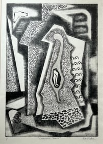 Jay Jesse McVicker (1911 - 2004) original Embryonic Form etching Signed