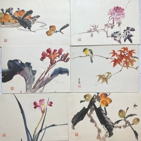 Group of Chinese Watercolor paintings by V L Chu