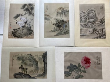 Group of 5 Chinese landscape paintings circa 1960s 70s..Not sure of artists?