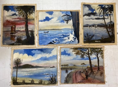 Carl l Hake Group of 5 Hawaiian and Japan location paintings