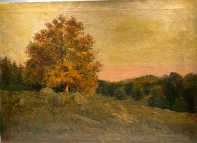 William Rowell Derrick (1857-1947) luminous oil painting New Hampshire Landscape