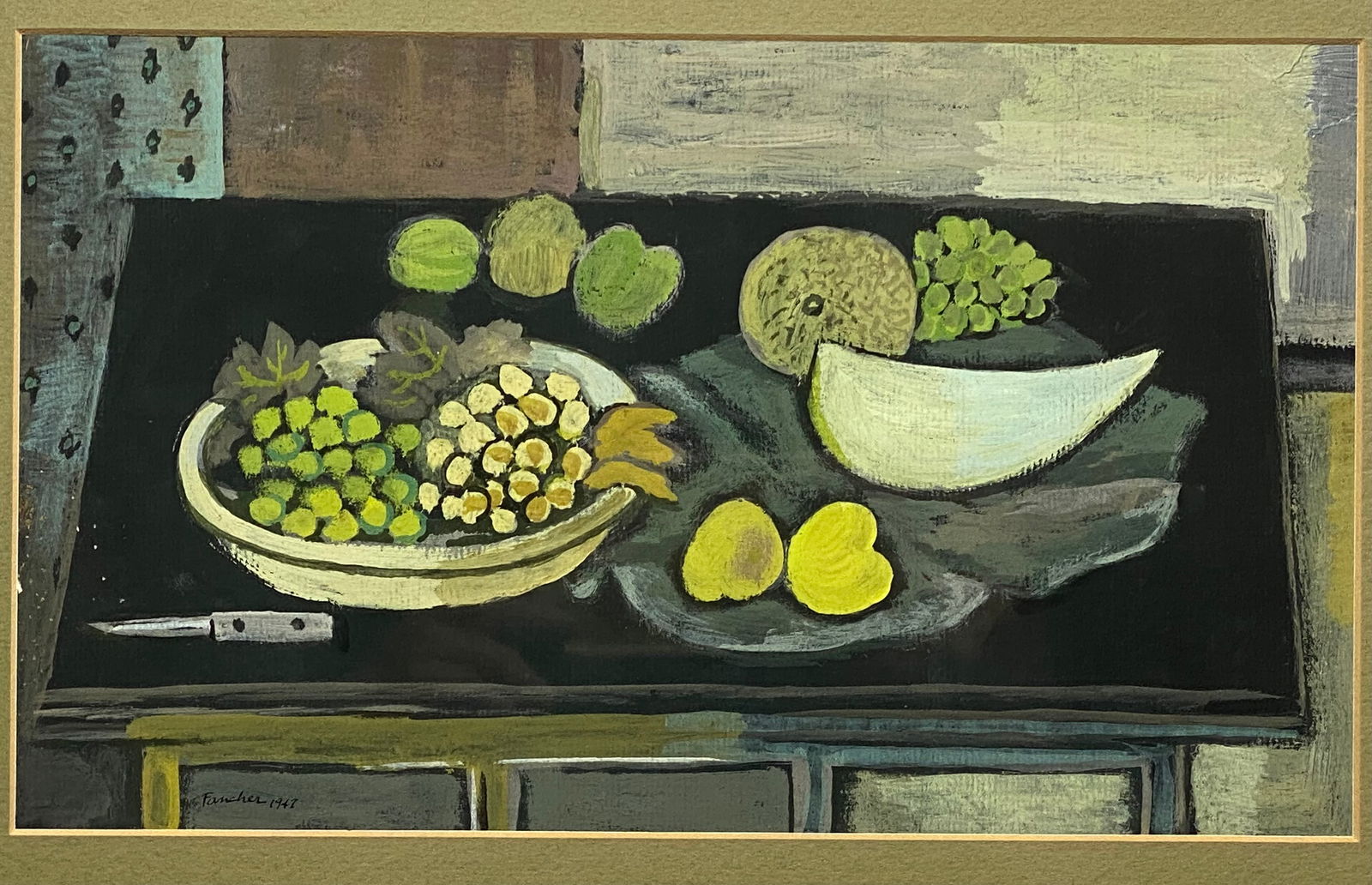 Fancher Cubist Still Life Painting Signed Dated 1947 (1 of 3)