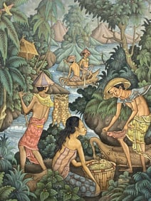 Vintage Detailed Balianese Painting Ruja Ubud