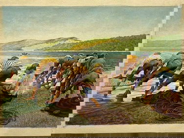 Rudolph Martich amazing watercolor Adriatic coast 1946