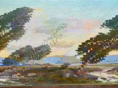 Elva Welch (1870 - 1962)  Oil Painting Vintage California Landscape Santa Cruz Exhibition