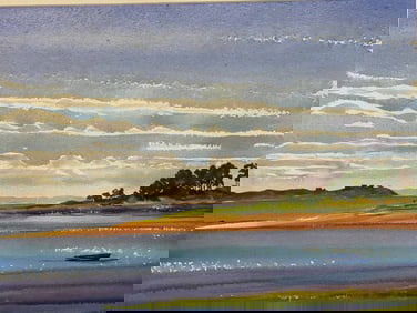 Walter Dorrell (Born 1932) Watercolor Painting Boat on Water