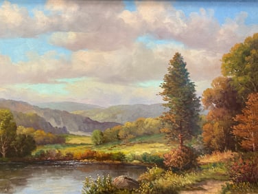 R Stuart Vintage Autumn Landscape  Oil painting