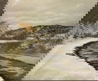 Photo realistic Pastel Painting signed Adams Snowy landscape