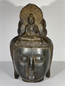 Chinese Tang Dynasty Stone Carved Buddha Head