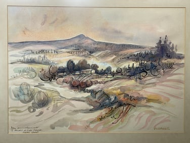 Modernist Watercolor Painting Signed and Titled Mystery Artist