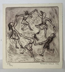Alfredo Zalce (1908 - 2003)  Limited Edition Etching signed Children playing