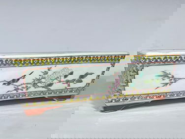 Chinese Porcelain rectangle planter with birds and flowers With mark