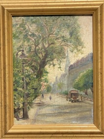 Impressionist Oil Painting Of City Street Circa 1910-1920 Mystery Artist Label