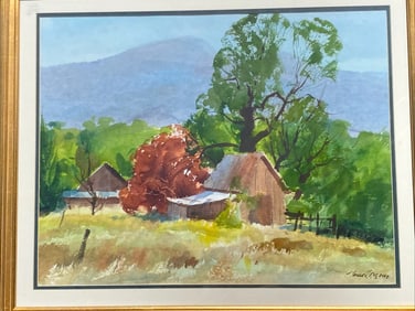 Vernon Nye (1915 - 2013) California Modernist Watercolor Painting Signed Framed