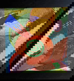 Gutierrez Abstract Colorful Cubist Oil Painting Signed Dated 1998 California: Gutierrez Abstract Colorful Cubist Oil Painting Signed Dated 1998 Californiasize is 16&rdquo;X16 1/2&rdquo;---With frame 19&rdquo;X20&rdquo;---Good condition.