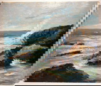 Paul Beaden Hudder (1897 - 1991) Oil Painting Coastal seascape