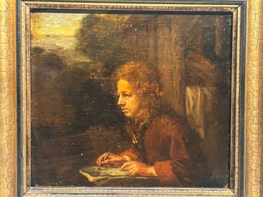 18th Century Oil Painting of Sir Isaac Newton on wood panel