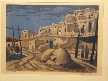 Anna Barry original limited edition Serigraph Taos Pueblo and Hopi Eagle Dance