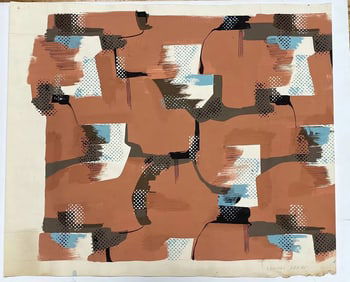 John Little (1907 - 1984) Original Wall Paper Design Gouache Painting New York
