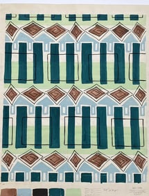 John Little (1907 - 1984) Original Wall Paper Design Gouache Painting New York
