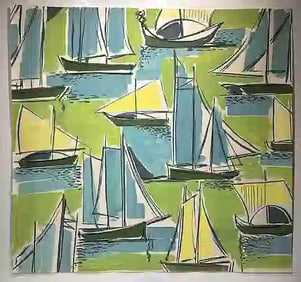 John Little (1907 - 1984) Original Wall Paper Design Gouache Painting New York