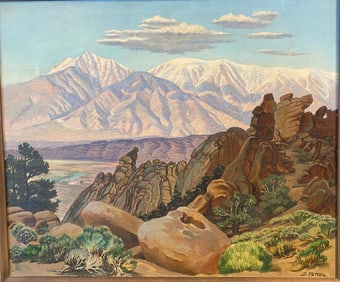 California Landscape Painting signed B. Potter Benton Hot springs Bishop CA