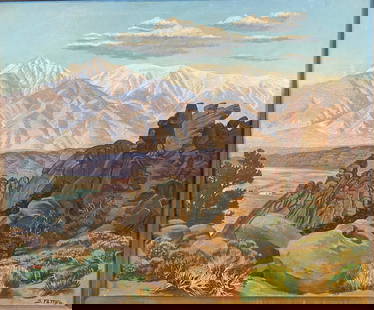 California Landscape Painting signed B. Potter Benton Hot springs Bishop CA: California Landscape Painting signed B. Potter Benton Hot springs Bishop CA..Canvas size is 25&rdquo;X 30&rdquo;..Dated on back 1950..