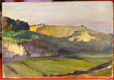 Vintage Impressionist oil painting Unknown artist beautiful Landscape Illegibly signed