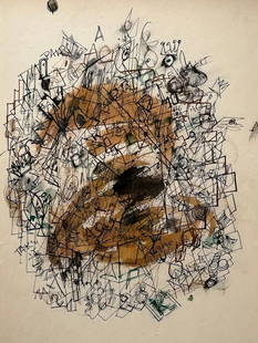 Norman Wilfred Lewis (1909 - 1979) Abstract Pen & Ink Watercolor Mixed media: Norman Wilfred Lewis (1909 - 1979) Abstract Pen & Ink Watercolor Mixed media..Size is 11” x 8 1/2”..Circa late 1940s..One of his most intricate drawings!!.NORMAN WILFRED LEWIS (1909-1979)T