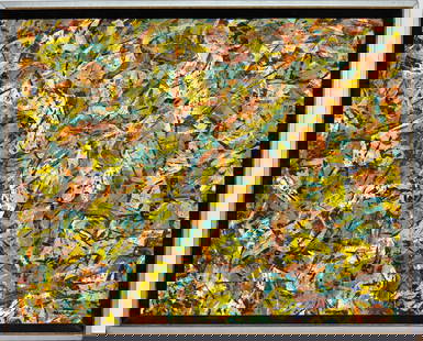 Jay Jesse McVicker (1911 - 2004) original abstract Oil Painting Signed mid century: Jay Jesse McVicker (1911 - 2004) original Embryonic Form etching Signed..Oil on masonite.16” x 20”..