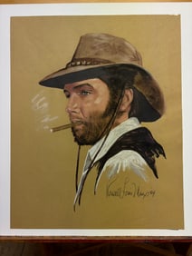 Great pastel of Elvis Presley Signed Russell Louis Marx 1984