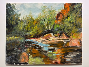 Paul Beaden Hudder (1897 - 1991) Oil Painting Landscape with River