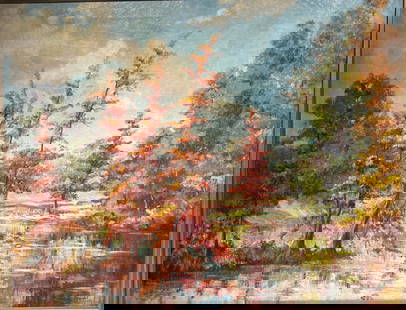 Normah Louise Alcott Knight (1910 - 2005) Oil Painting Texas Landscape Kerrville Autumn: Normah Louise Alcott Knight (1910 - 2005) Oil Painting Texas Landscape —-24&rdquo; x 30&rdquo;