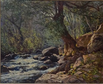 William Wendt (1865 – 1946) California Landscape Forest with Stream Stunning