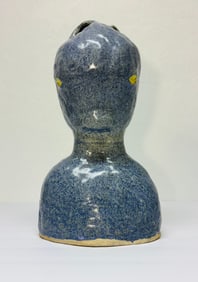 Vintage glazed pottery sculpture, alien being. 12 1/2” tall.
